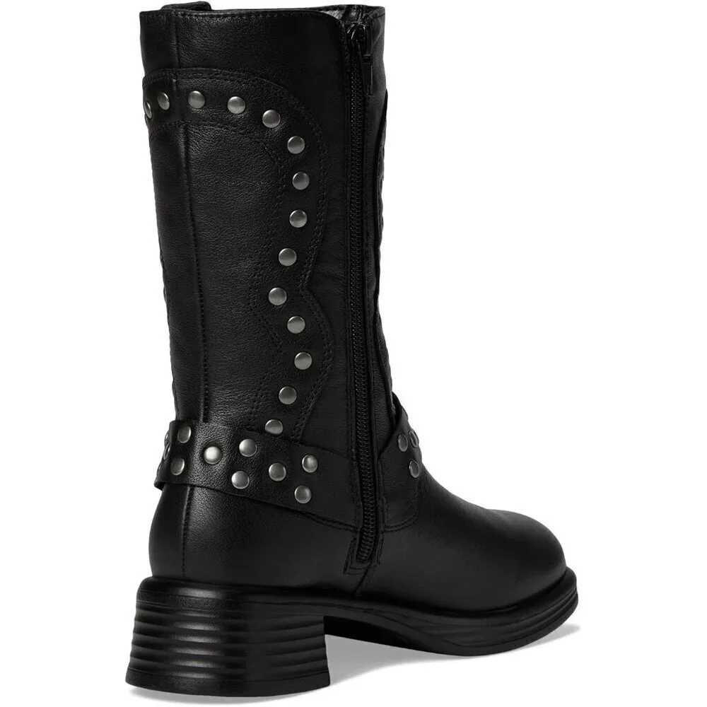 NWT (no box) Steve Madden girls valent motorcycle boots, black with metal size 1